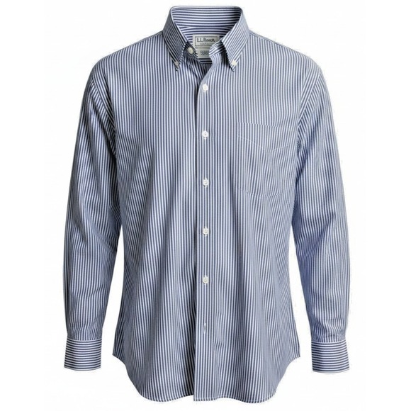 L.L. Bean Other - L.L. Bean Mens Wrinkle Resistant Blue & White Striped Button Shirt SZ 15.5-32‎